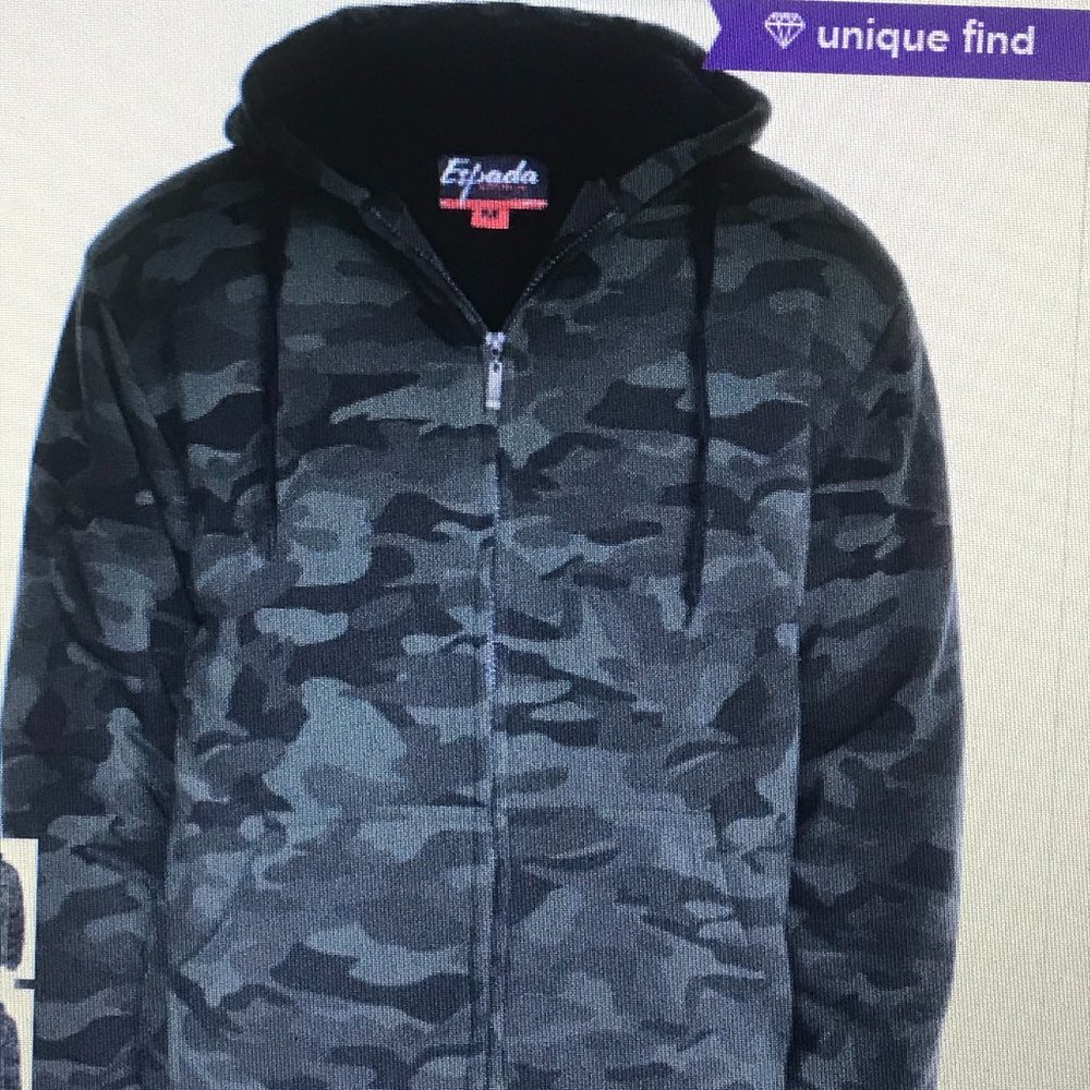 NEW/GreenCamo Sherpa-Lined FullZip Hoodie XL Men